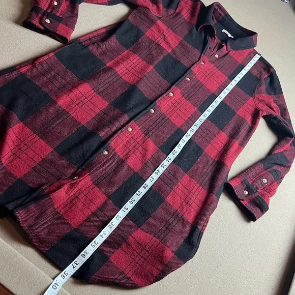Faherty Legend Sweater Shirt Dress Buffalo Plaid Check Red Black-Sz Large - Picture 10 of 11